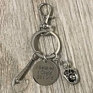 Baseball Keychain, Bat & Ball Charm Keychain